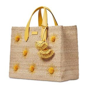 NWT kate spade LARGE sun raffia Manhattan tote bag